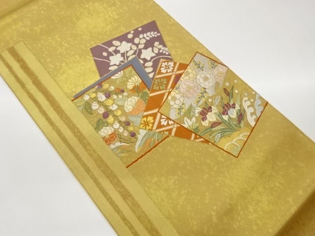 JAPANESE KIMONO / FUKURO OBI / HIKIHAKU / WOVEN FLOWER SQUARE 